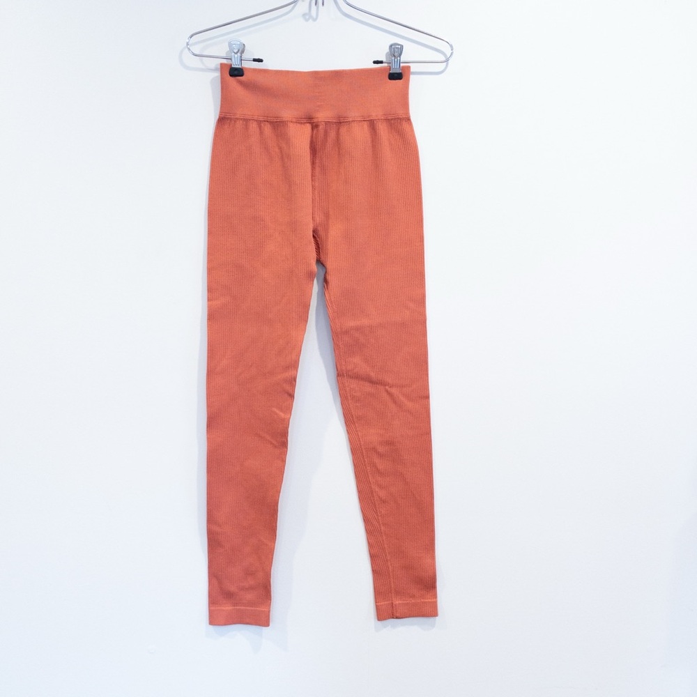 SO Kohl's Rib Knit Seamless Workout Leggings Orange Pink XS Extra Small